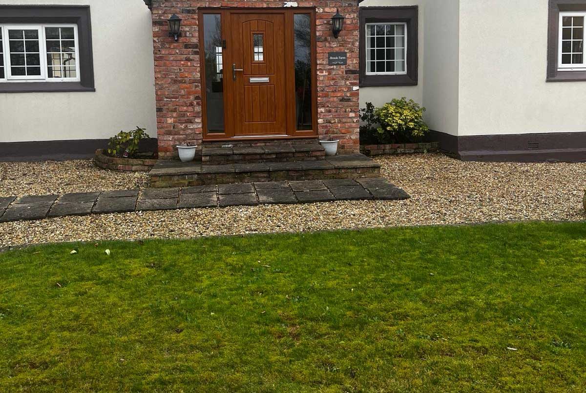 Before — tired garden path at Brook Farm Bickerstaff